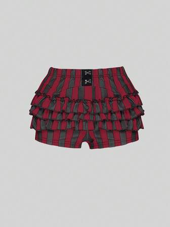 Goth Shorts a gonnellina a righe bianche e nere in stile gotico estivo per donna