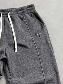 STYNVO Quần nỉ thêu họa tiết phong cách đường phố giản dị dành cho nam trẻ - Màu xám đen - Xem 3
