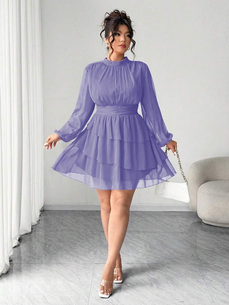 purple chiffon dress plus size boohoo Women's Plus Chiffon Cowl Neck Maxi Dress in Grape