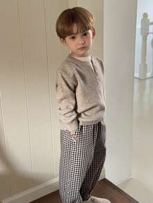 DAZY 男童纽扣设计落肩长袖休闲毛衣，秋冬款