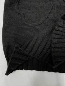 Franclia Plus Size Women's Black Sweater,Fashion Embroidered Pullover Top,Solid Color Autumn Jumper,Versatile Smart Casual Commuting & Vacation Pullover - Black - View 5