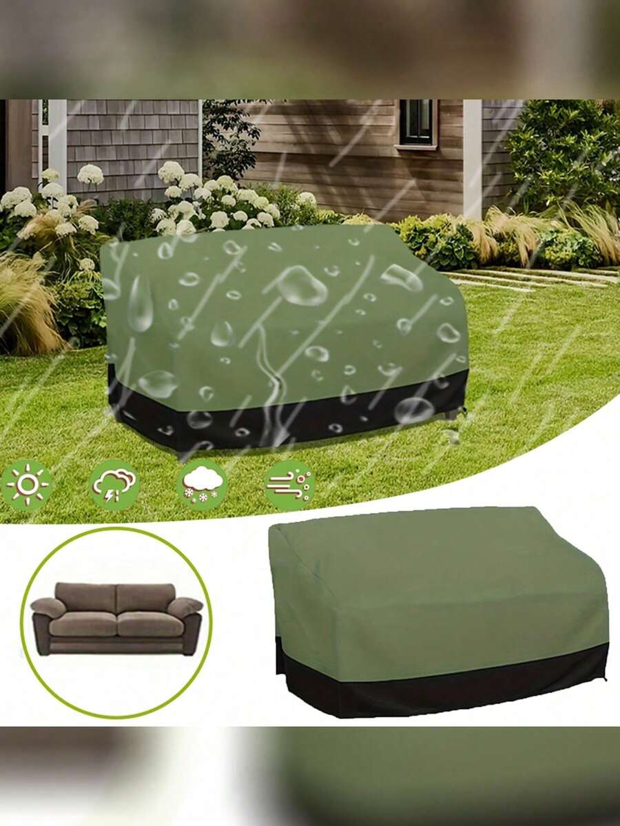 1pc Heavy-Duty Waterproof Sofa Cover For Outdoor Patio, Garden, Or Balcony - All-Weather UV, Rain, Snow, Dust Protection - Fits Most Double Sofas, Love Seats, Couches - Drawstring Closure - Polyester Fabric, Patio Furniture Protector, Snug Fit Design, Longlasting Material, Furniture Shield, Garden Enthusiasts - Multicolor - View 1