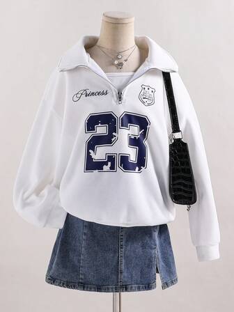 Sweetra Young Tween Girl Casual Numeric Print Sweatshirt, Autumn/Winter