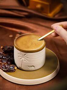 Cirelle Camel & Palm Tree Coffee Mug - Desert Theme Ceramic Cup For Arabic Gahwa, Ideal Ramadan & Family Gathering Gift (120ml/250ml/310ml) - Multicolor - View 6