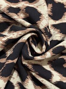 Juhart Elegant And Casual One-Neck Autumn Jumpsuit For Plate-Sized Women Leopard Print Pants Wide Leg Pants Curve Cheetah Print Outfit Women Animal Print Plus Size