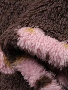 DAZY Women's Bear Pattern Plush Loose Pajama Set, Winter - Coffee Brown - View 7