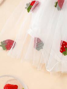 Newborn Baby Gir Spring And Summer Pink Color Short-Sleeved Princess-Sleeve Dress Cute Round Neck Cute Embroidered Tulle Baby Elegant Dress - Pink - View 8