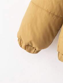 SHEIN Explorewe 男童冬季新款拉链连帽保暖加厚真口袋休闲经典羽绒服，秋冬儿童外套，幼儿男童冬季外套，男童夹克，秋冬男童冬季外套，儿童冬季夹克，儿童棉质夹克，男童冬季外套 - 卡其色 - 查看 4