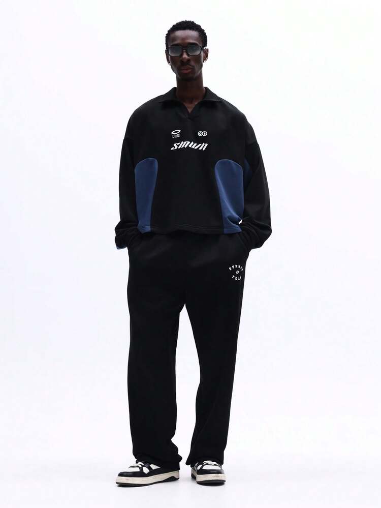 Langärmliges Polo-Shirt mit kontrastierenden Einsätzen