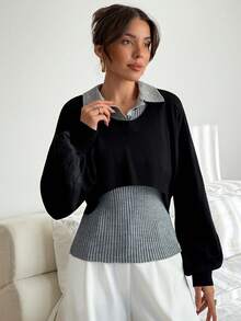 2PCS Women Sweaters - Black - View 8