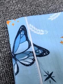 Butterfly Print Ruffle Collar Long Sleeve Girls Pajama Set Pajamas Set Butterfly Kids Pajama Set Pajama Set Blue Butterfly Blue Sleepwear Butterfly Pajamas Kids Leppard Print - Baby Blue - View 6