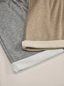 SHEIN 2pcs Women Solid Color Casual Lounge Pants, Winter - Multicolor - View 5