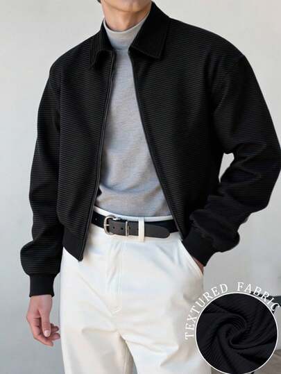 Manfinity Dauomo Chaqueta ligera de unicolor versátil y casual para hombre, otoño