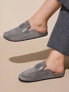 CUCCOO CURVES Zapatos planos sin cordones para mujer, zapatos casuales y holgados, de tela de ante, versátiles y cómodos, color gris - Gris - Ver 1