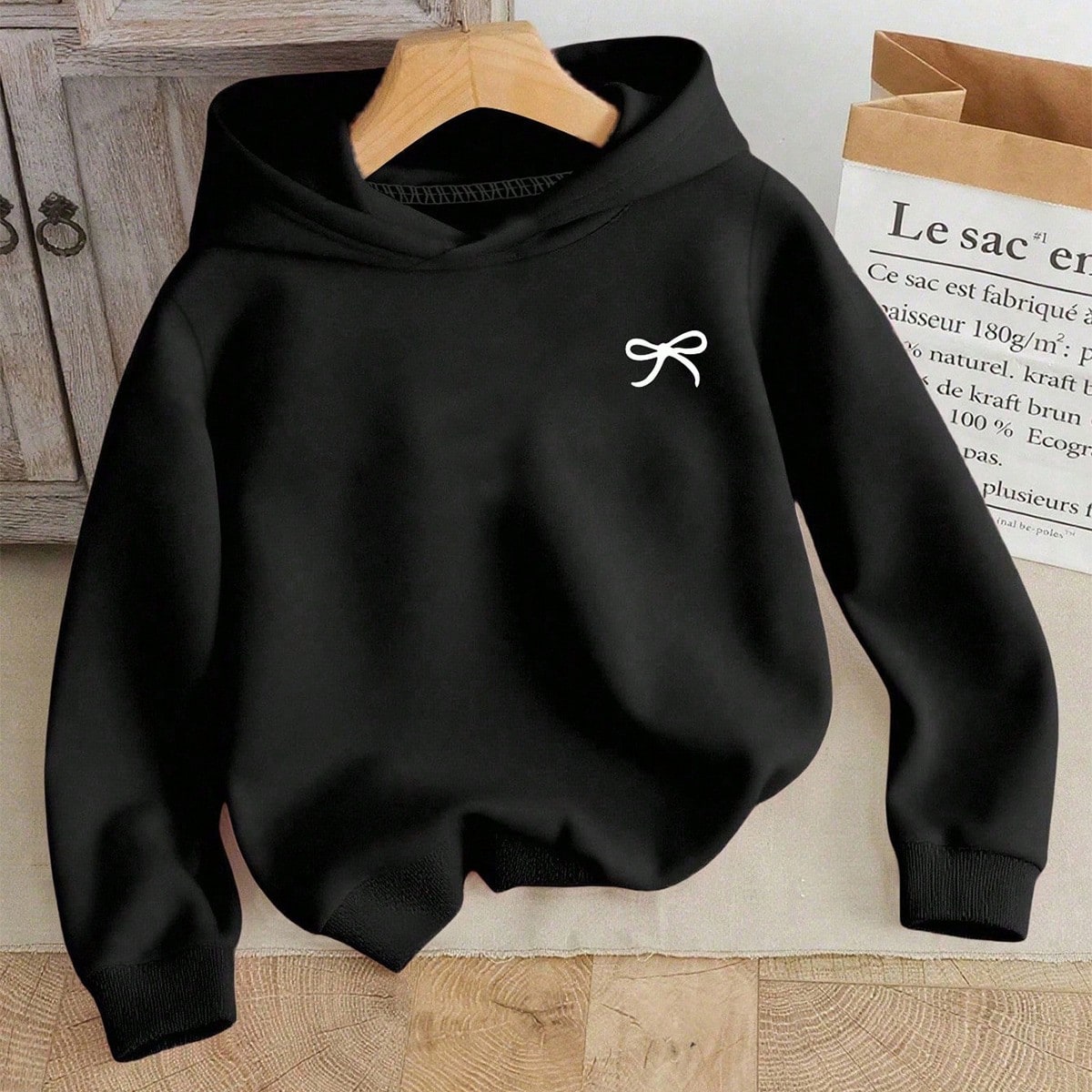 Sudadera holgada con estampado de moño minimalista y lindo para niña preadolescente, adecuada para la escuela, salidas casuales, deportes y diversas