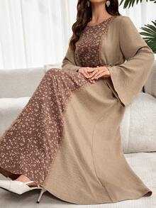 Al Najma Đầm maxi Thổ Nhĩ Kỳ dành cho nữ và áo abaya truyền thống Ả Rập. - Cà phê nâu - Xem 7