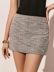 Poéselle 女士时尚粗花呢高腰短裙裤，内置短裤，学院风纹理短裙，轻松打造街头和办公室风格，百搭休闲夏季情人节装扮 - 彩色 - 查看 5