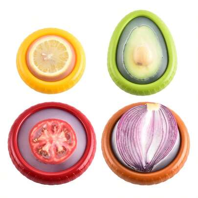 1pc Clear Silicone Fruit And Vegetable Storage Box Set, Avocado Lid, Onion Freezer Storage Box, Sealed Box, Food Preservation, Fruit Preservation Box, Storage Container, Hand Wash, Reusable, Preservation Box, Kitchen Accessories, Vegetable And Fruit Preservation Film Silicone Film Sealed Mini Fridge Storage Box Anti-Oxidation New Product (Color Style Random)