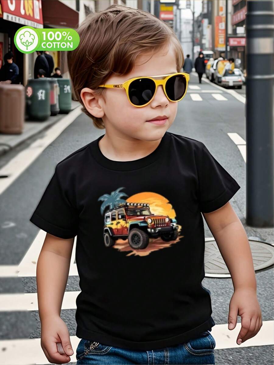 algodón puro boys t shirts camisas para niño boys clothes ropa de niño boy clothes boy clothes for kids graphic kids clothes boys boy clothes teen boy clothes boy shirts cute tops - Negro - Ver 1