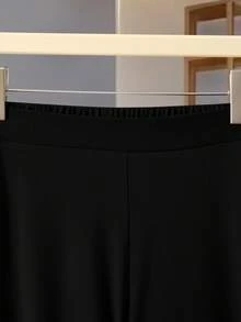 GlowEve 女士秋冬时尚加厚腰带上衣和裤子两件套 - 黑色 - 查看 4