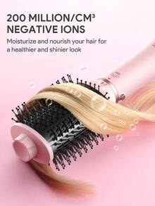 JMMO 五合一热风梳 - 美规插头，集吹风梳和空气卷发造型器于一体，采用负离子技术，可用于吹干、卷发、拉直和造型，专业美发造型工具 - 美規A型插(110-127V) - 查看 6