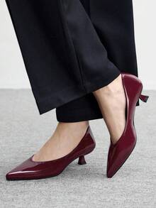 CUCCOO BIZCHIC 女士尖头低跟经典简约基础款通勤工作派对高跟鞋 - 中紫紅色 - 查看 3