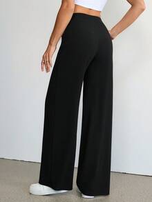 SHEIN Tall Quần ống đứng họa tiết da báo dành cho nữ, trang phục đi học, trang phục mùa thu, trang phục giáo viên, thời trang, phong cách quý tộc cổ điển, váy nữ thường ngày, trang phục ngày Quốc khánh 4 tháng 7. - màu đen - Xem 3