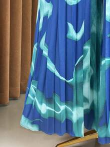 Rometta 大码女式印花插肩袖褶皱优雅连衣裙 - 彩色 - 查看 4