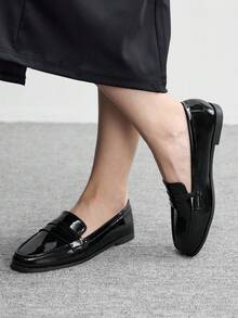 CUCCOO BIZCHIC 女士圆头平底黑色经典简约舒适平底鞋，女士乐福鞋，通勤百搭日常工作外出必备女鞋 - 黑色美人鏡 - 查看 4