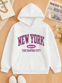 Sudadera Estampada para Mujer con Diseño New York Brooklyn en Patrón Animal Print Rosa - Blanco - Ver 1