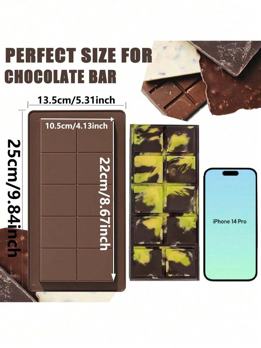 1个/2个/3个装巧克力棒模具，大号加厚硅胶巧克力棒模具，大号巧克力糖果棒模具，适合DIY烘焙，返校季必备 - 棕色 - 查看 1