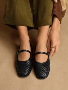 Rosivie Ballerines casual polyvalentes pour le travail avec boucle pour femmes - Noir - Voir 5