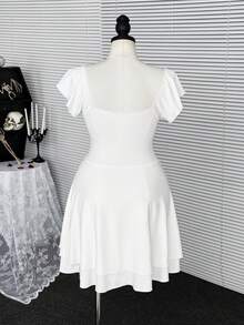 Coolane Plus Size Spring/Summer Rave Outfit Punk Date Night Renaissance Fair Club Outfits Party Preppy Vintage Goth Y2K White Mini  Corset Dress - White - View 2