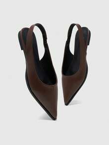 CUCCOO BIZCHIC Zapatos planos minimalistas de unicolor con punta puntiaguda, de estilo casual y sencillo, sin respaldo, para uso en la oficina - Marrón Mocha - Ver 9