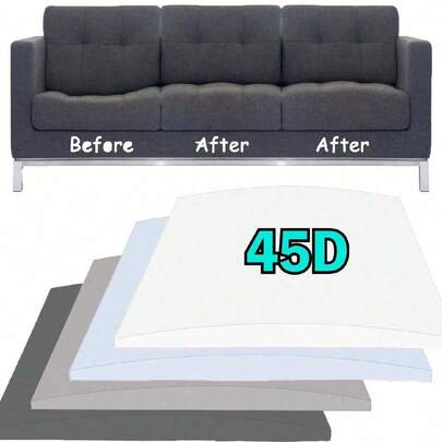1pc Of Set 45D Couch Cushions Supports For Sagging Cushions, 20"X 20" Sofa Furniture Seat Cushion Under Sag Repair, Curved 45 D High Density Foam Replacement For Chair Sofa