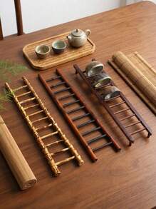 Cirelle 1个竹制茶杯架，置物架，沥水架收纳架，竹制梯形杯架，沥水架，创意杯架，竹制鞭笞杯架，阶梯式茶具配件，竹制茶杯架，茶道配件 - 彩色 - 查看 6