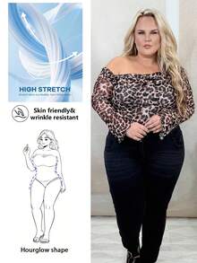 Hourglow Dollyholly86 Plus Size Autumn And Winter Women's Sexy Leopard Print Asymmetric One-Shoulder Long-Sleeved Bodysuit,Thanksgiving, New Year, Outing, Cocktail Dress, Music, Birthday Dress, Party, Off Shoulder, Asymmetric,Birthday, Family Gathering, Fall And Winter,Valentine's Day, For Hourglass Body Shape