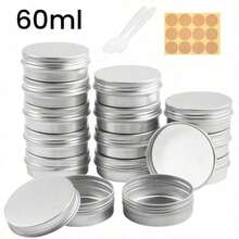 Bộ 24 hộp thiếc nhôm có thể tái sử dụng, hộp thiếc nhôm có nắp vặn và nhãn dán, hộp đựng mỹ phẩm cỡ nhỏ tiện dụng khi đi du lịch, dùng để đựng son dưỡng môi, kem dưỡng da, kem dưỡng ẩm, mặt nạ, nến mini, mỹ phẩm. - Bạc - Xem 20