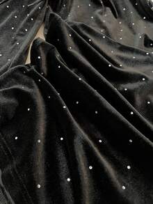 SHEIN Elenzya 女士时尚、优雅、魅力派对亮点高腰抽绳直筒休闲裤 - 黑色 - 查看 3