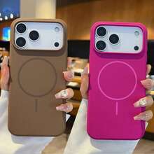 Luxury Bright Fluorescence Liquid Silicone Case Compatible With IPhone 17 Air 16 15 14 13 12 17 Pro Max Plus For Magnetic Soft Cover - Brown - View 8