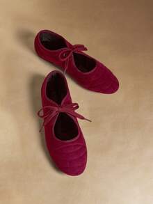 Rosivie Giày bệt buộc dây đơn giản, tiện dụng, dễ đi lại dành cho nữ - Bordeaux - Xem 6