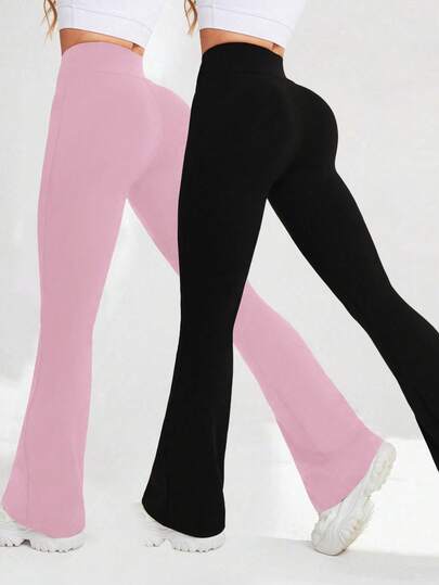 SHEIN Velisys Women V Shaped  Yoga Legging Flare Leg For Women High Waisted Bootcut Yoga Pants Wide Leg Yoga Pants Stretchy Work Pant For Workout Athletic Running Cycling Yoga Pickleball Exercize Casual