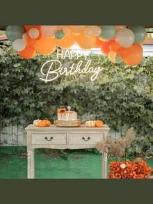 1PC Happy Birthday LED Neon Sign, Warm White Wall Hanging LED Light With Switch, USB Powered, Plastic Material, 16.5*9.8 Inches - Multicolor - View 5