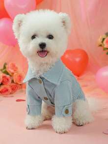 PETSIN 1pc Pet Clothes, Embroidered Pink Love Cat And Dog Clothes, Cute Valentine's Day Outfits, Spring And Autumn Casual Jackets