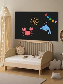 1 Roll Self Adhesive Whiteboard Green Board Chalk Wall Sticker With Wiper, Office Home Decor Canvas Message Board - Multicolor - View 3