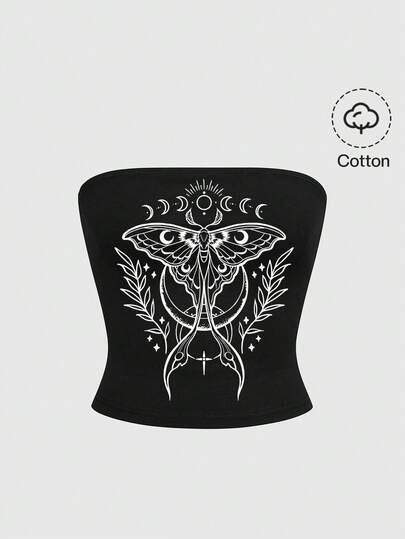 Gothic Dark Moth Palace Romantic Valentine's Day Elegant Sun, Moon, Star, Plant Themed Black Blouse For Women