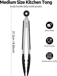 1PC Stainless Steel Tongs - Heat Resistant BBQ & Kitchen Utensil - Multicolor - View 11