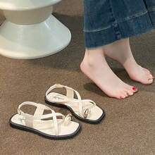 女士平底凉鞋 - 白色 - 查看 4