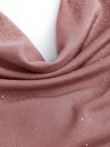 SHEIN PETITE 女士亮片金属针织露背吊带短款背心，性感紧身露背上衣 - 粉色 - 查看 3