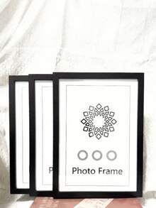 3Pcs/Set Wooden Photo Frames For Picture Wall ,Pictures Frame For Table Top Display And Wall Mounting Frames Photo Decor Commemorative Gift - Black - View 1